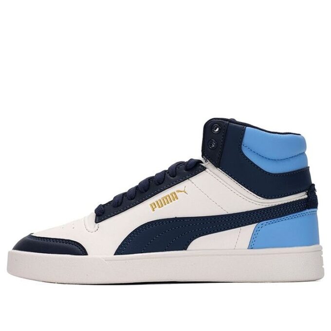 Zapatillas de skate Shuffle Mid Mid Tops informales unisex, azules y blancas