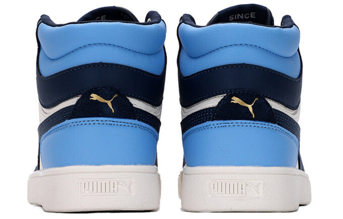 Zapatillas de skate Shuffle Mid Mid Tops informales unisex, azules y blancas