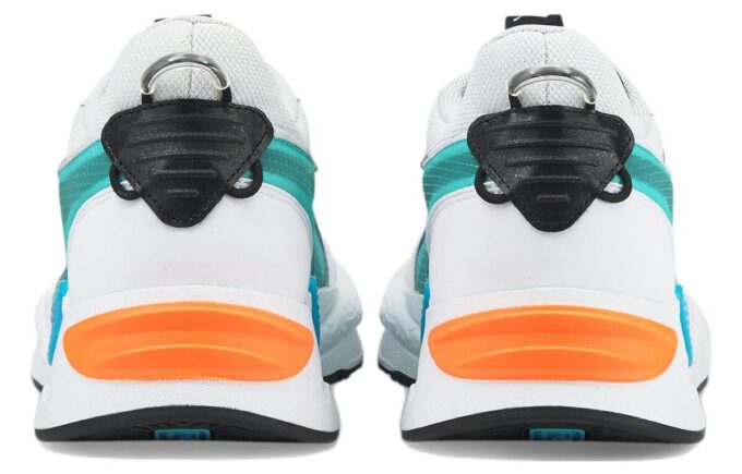 Zapatillas deportivas informales RS-X Split Athleisure unisex, blancas, azules y verdes.