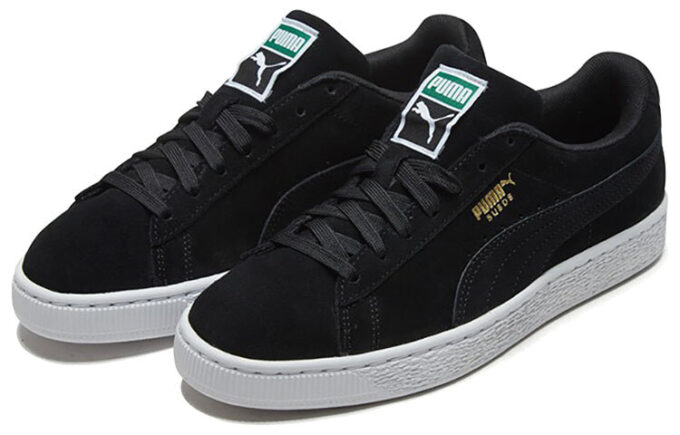 Zapatos casuales bajos de gamuza negros y dorados