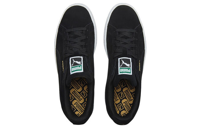 Zapatos casuales bajos de gamuza negros y dorados