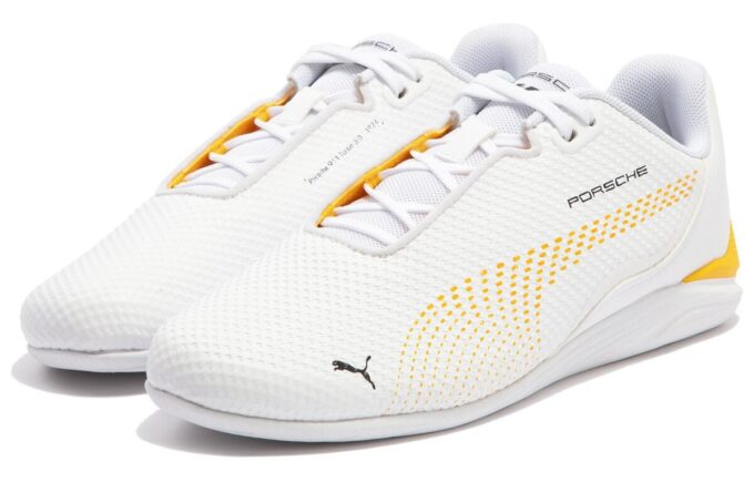 Zapatos de conducción Porsche Legacy Drift Cat Decima “Blanco y amarillo”