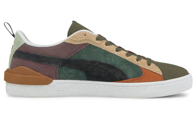 Zapatos de ocio con tiras de ante en bloque, verde, rojo y beige