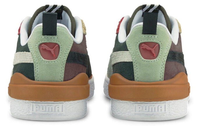 Zapatos de ocio con tiras de ante en bloque, verde, rojo y beige