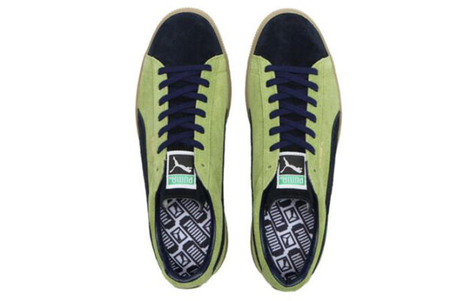 Zapatos de skate casuales de ante vintage Mij Jasmine Green, negros y marrones