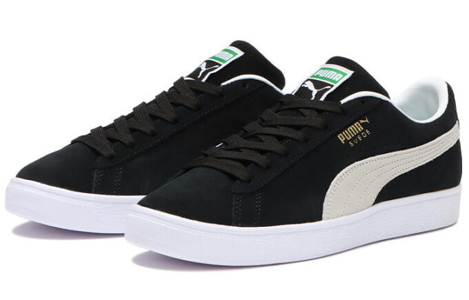 Zapatos de skate casuales de gamuza unisex, negros y blancos