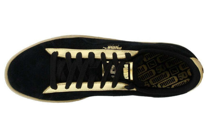 Zapatos de tabla clásicos de ante metalizados para el tiempo libre, negros y dorados