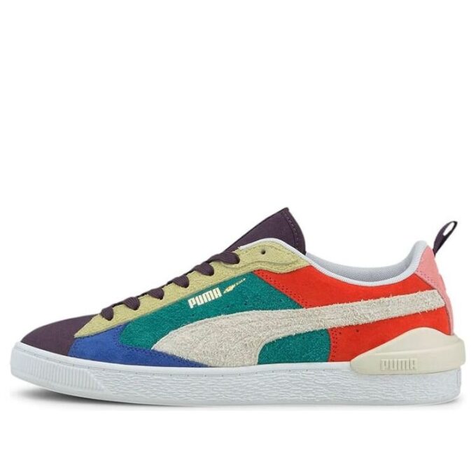 Zapatos de tabla de ocio con tiras de ante en bloque y diseño en morado, azul y verde