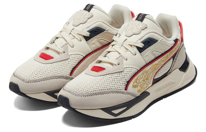 Zapatos Deportivos Casuales “Crema Negro Rojo”